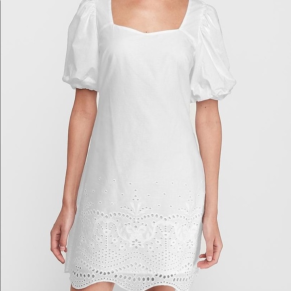 Express eyelet puffer sleeve dress - Picture 2 of 5